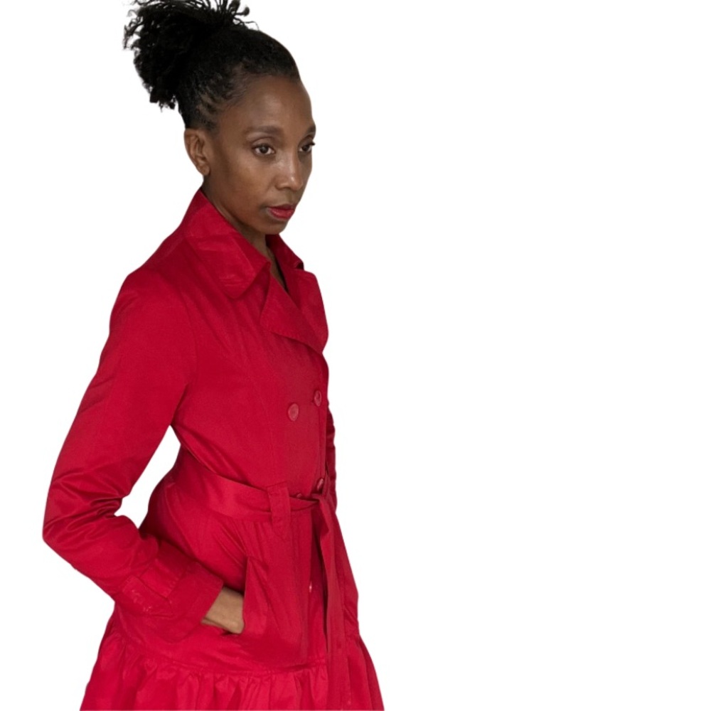 Ambition || Red Mid-Length Double Button Breast Light Weight Jacket || Size: M
